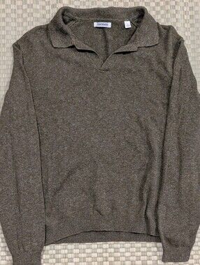 3Sixteen Cotton Linen Long Sleeve Polo Olive Green Men's Size Small Made in Peru